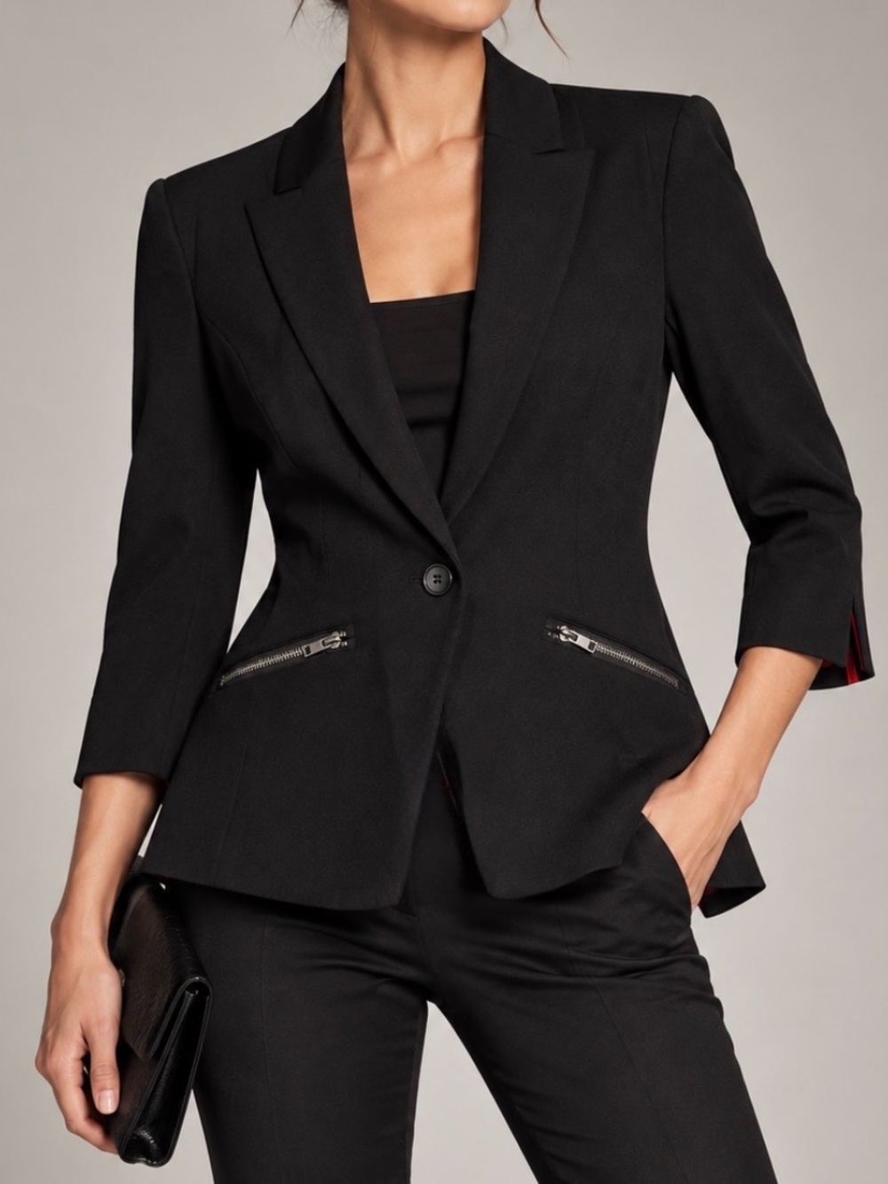 Christian Siriano Runway Style Black Blazer Jacket Zip Pockets Size S